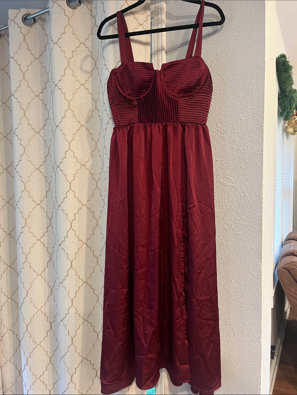 Astr Burgundy Strappy Maxi Dress